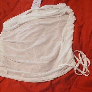 Sheer White Ruched Top